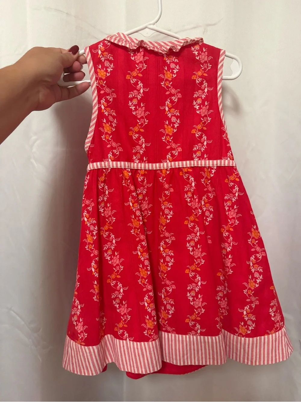 Vintage Janie and Jack Girls' Red Floral Wrap Dress and diaper cover